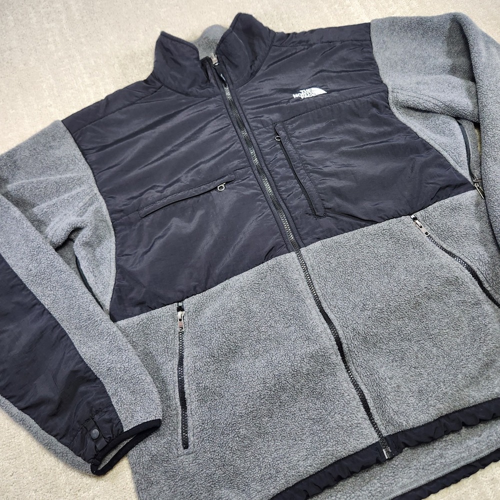 The North Face Denali Jacket Men Medium Polortec Heavy Fleece Gray Black